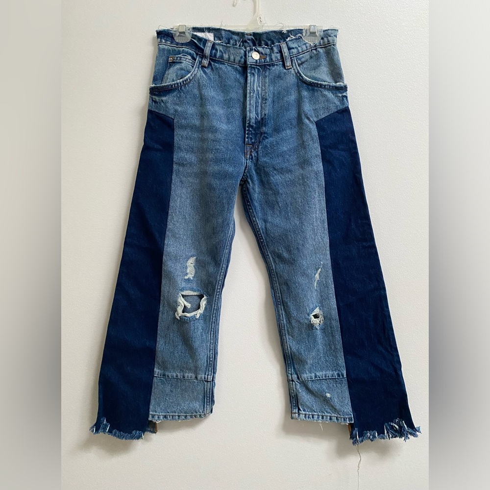 Zara Duotone Wide Leg Jeans US 2 - Picture 2 of 5